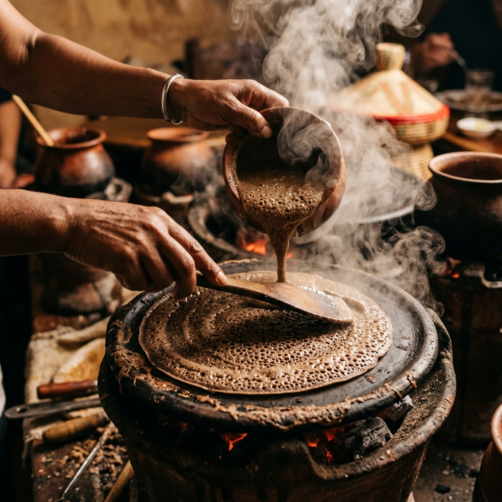 Handmaking injera